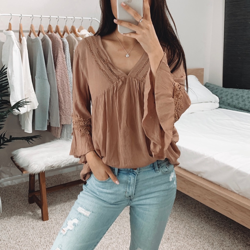 SOLD OUT Dusty Rose Crinkle Gauze Top - Picture 1 of 6